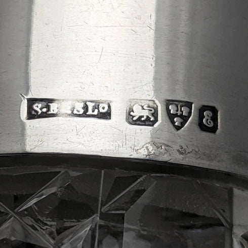 1905年 英国アンティーク カットグラス製 香水瓶 純銀蓋 S Blankensee